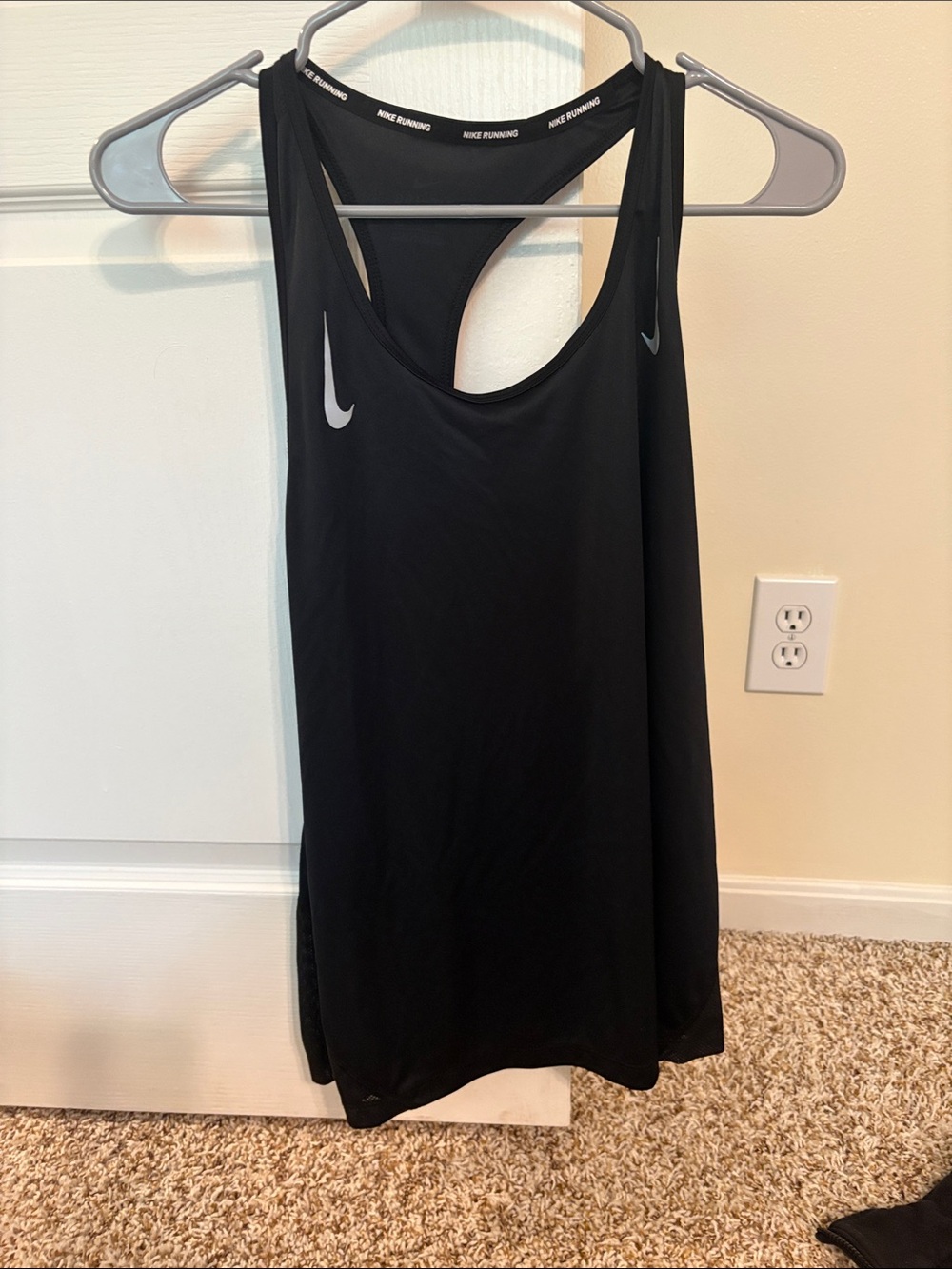 Nike Black Racerback Performance Tank Top with Silver Swoosh